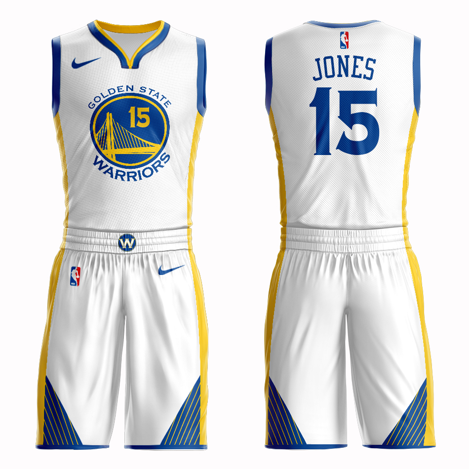 Men 2019 NBA Nike Golden State Warriors 15 Jones white Customized jersey